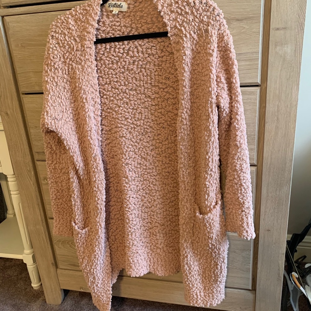 Blush popcorn cardigan sweater